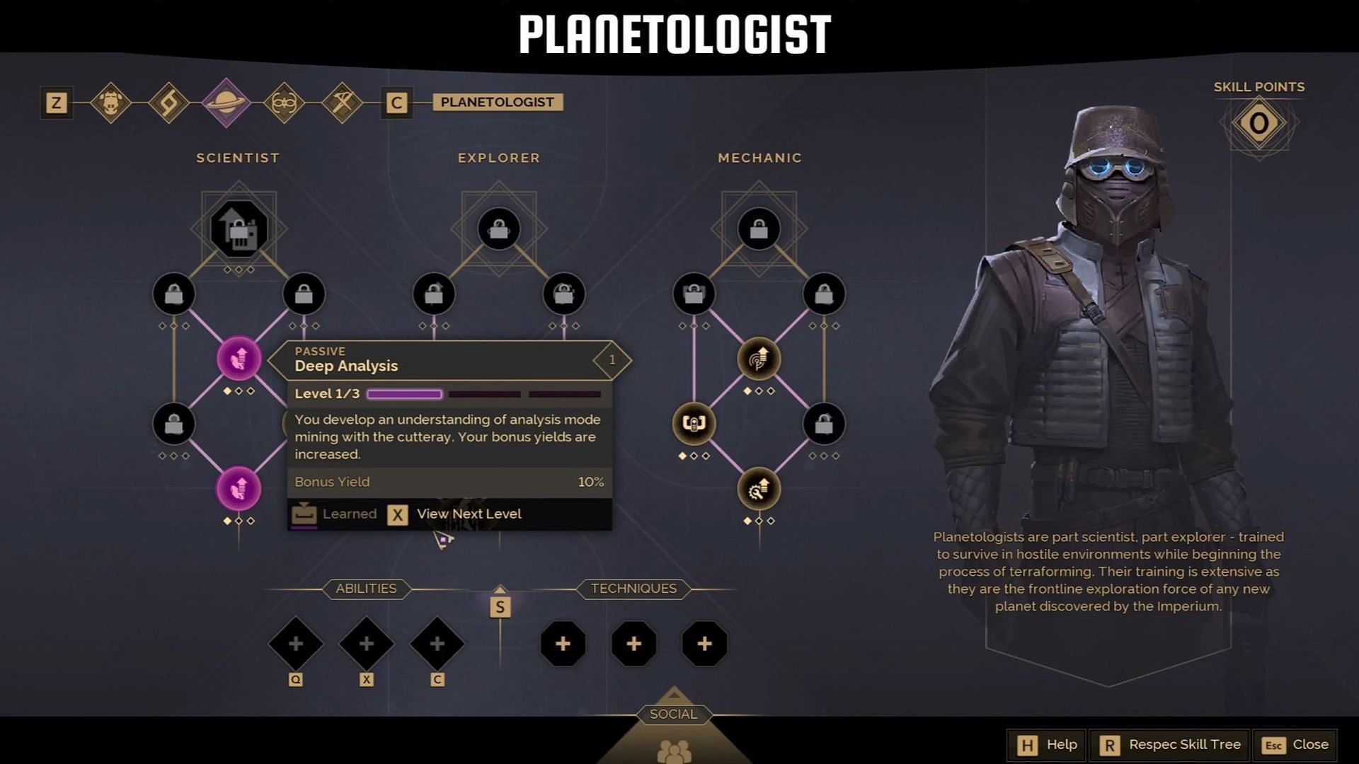 Get access to the skill nodes in the Planetologists section, for a better farming experience (Image via Funcom)